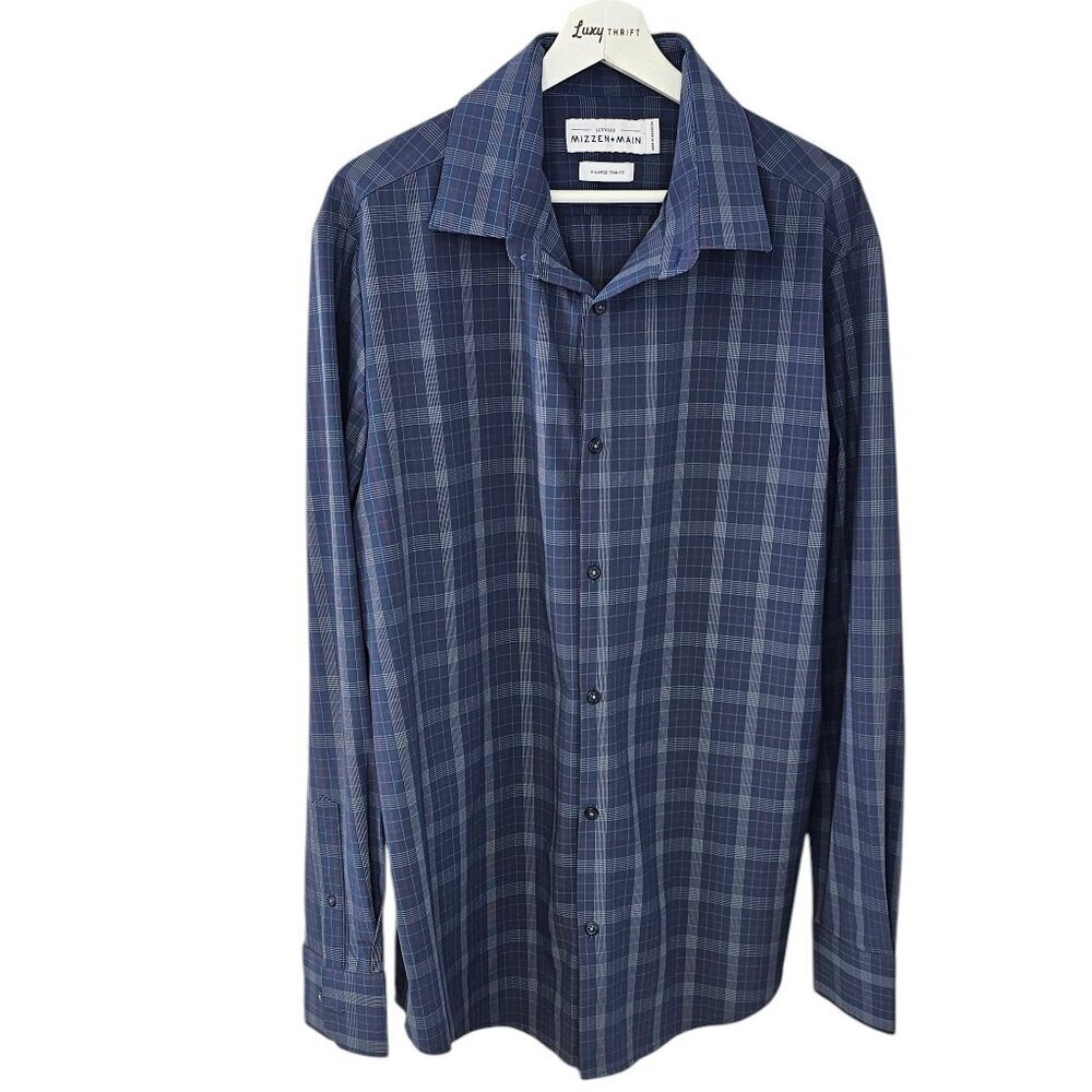 Mizzen + Main Mens Leeward Trim Fit Long Sleeve Button Up Shirt, Stretch, XL